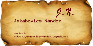 Jakabovics Nándor névjegykártya